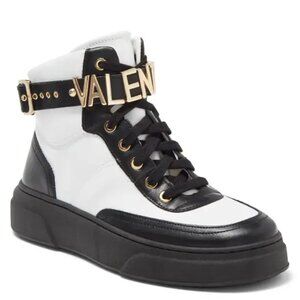 VALENTINO BY MARIO VALENTINO Alessia High-Top Sneaker, WHITE BLACK, Size 9, NWT
